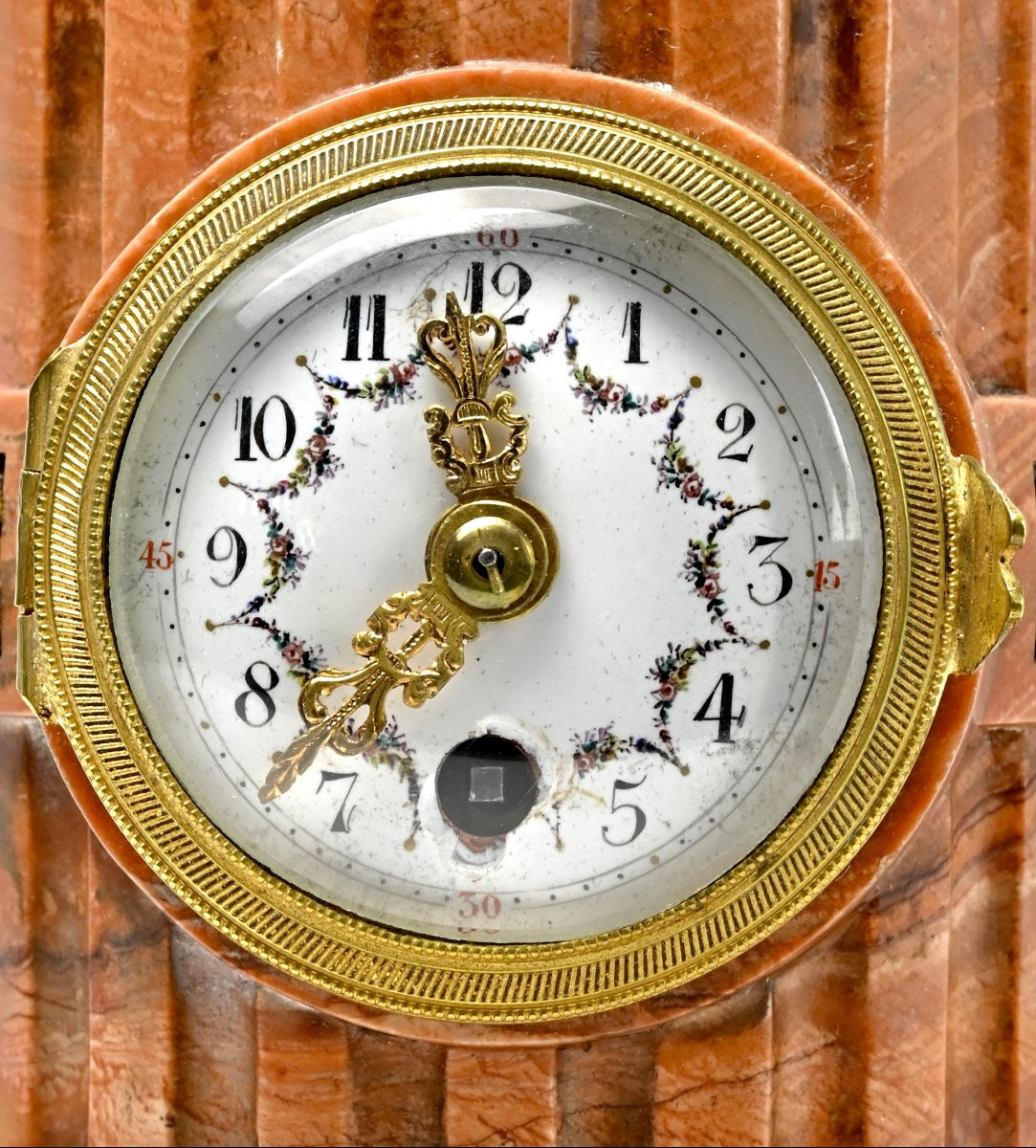 Orologio da Tavolo in Bronzo con Base in Marmo Rossa - Francia Metà XIX Secolo-photo-4